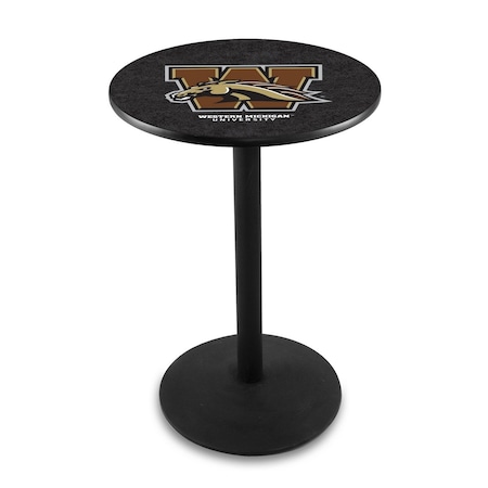 42 Blk Wrinkle Western Michigan Pub Table,36 Dia. Top